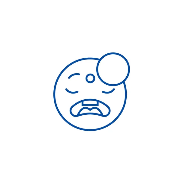 Concepto de icono de línea emoji dormida. Dormir emoji símbolo de vector plano, signo, esbozo ilustración . — Vector de stock