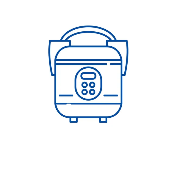 Slow cooker line icon concept. Slow cooker flat  vector symbol, sign, outline illustration. — Stock Vector