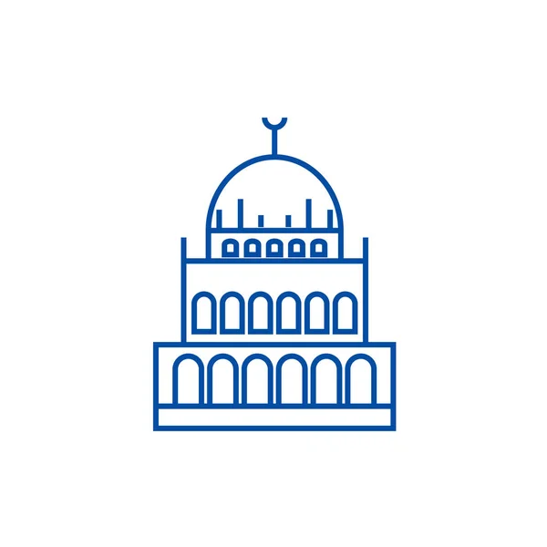 Petite icône de ligne de mosquée concept. Petite mosquée symbole vectoriel plat, signe, illustration de contour . — Image vectorielle