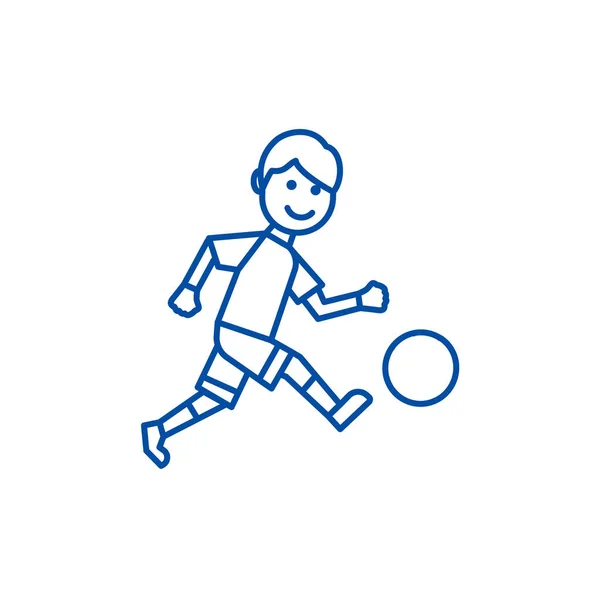 Conceito de ícone de linha de jogador de futebol. Jogador de futebol símbolo vetorial plana, sinal, ilustração esboço . —  Vetores de Stock