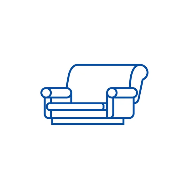 Sofa izometryczny linii ikona koncepcja. Sofa izometryczny vector płaski symbol, znak, ilustracja kontur. — Wektor stockowy