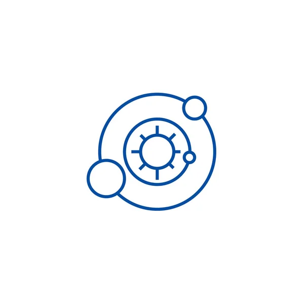 Sistema solare, concetto di icona della linea astronomica. Sistema solare, astronomia simbolo vettoriale piatto, segno, illustrazione schematica . — Vettoriale Stock