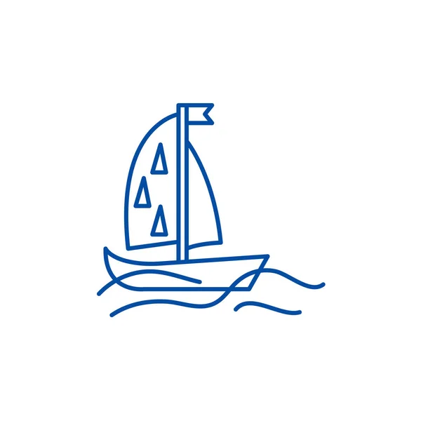 Sports Yacht Line Icon Konzept. Sportjacht flaches Vektorsymbol, Zeichen, Umrissillustration. — Stockvektor