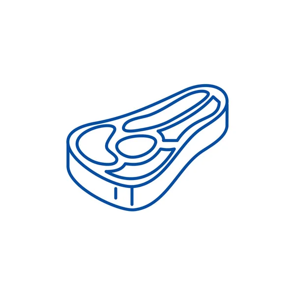 Steak Line Icon Konzept. Steak flache Vektorsymbol, Zeichen, Umriss Illustration. — Stockvektor