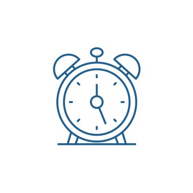 Çalar saat satırı simgesi kavramı. Çalar saat düz vektör simgesi, işaret, anahat illüstrasyon.