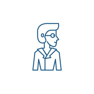 Analist satırı simgesi kavramı. Analist düz vektör simgesi, işaret, anahat illüstrasyon.