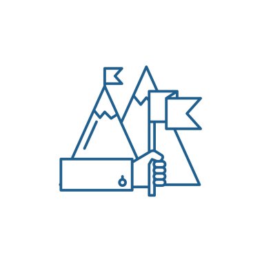 İddialı hedefler satırı simgesi kavramı. İddialı hedefler düz vektör simgesi, işaret, anahat illüstrasyon.