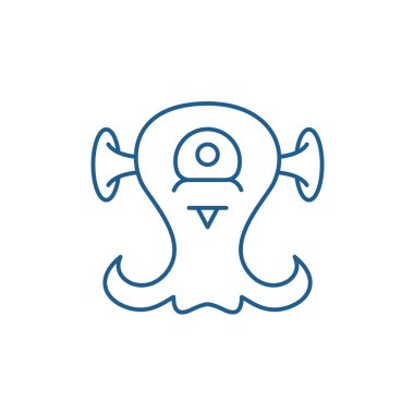 Uzaylı yaratık satırı simgesi kavramı. Uzaylı yaratık düz vektör simgesi, işaret, anahat illüstrasyon.