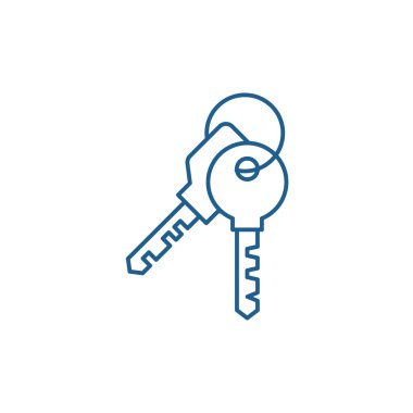 Daire anahtar satırı simgesi kavramı. Daire anahtarlar düz vektör simgesi, işaret, anahat illüstrasyon.