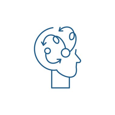 Algoritmik düşünme çizgi simgesini kavramı. Algoritmik düşünme düz vektör simgesi, işaret, anahat illüstrasyon.