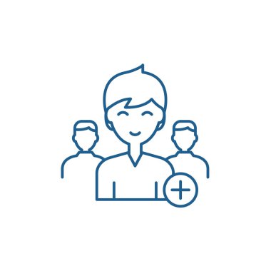 Yeni kullanıcı satır simgesi kavramı ekleyin. Yeni kullanıcı düz vektör simgesi eklemek işareti, anahat illüstrasyon.