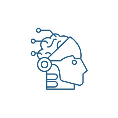Yapay zeka ve robotik satırı simgesi kavramı. Yapay zeka ve robotik düz vektör simgesi, işaret, resim anahat.