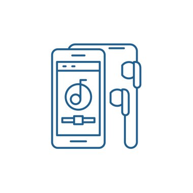 Radyo sinyalleriyle iletilen oyuncu çizgi simgesini kavramı. Radyo sinyalleriyle iletilen oyuncu düz vektör simgesi, işaret, anahat illüstrasyon.