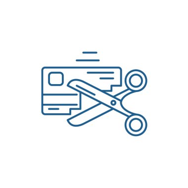 Kötü kredi geçmişi satır simgesi kavramı. Kötü kredi geçmişi düz vektör simgesi, işaret, anahat illüstrasyon.