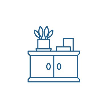 Banyo dolap satırı simgesi kavramı. Banyo dolap düz vektör simgesi, işaret, anahat illüstrasyon.