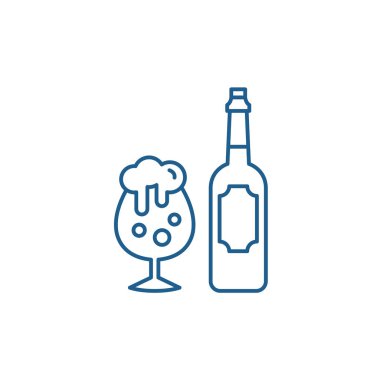 Bira satırı simgesi kavramı. Bira düz vektör simgesi, işaret, anahat illüstrasyon.