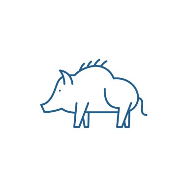 Yaban domuzu satırı simgesi kavramı. Yaban domuzu düz vektör simgesi, işaret, anahat illüstrasyon.