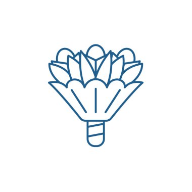 Buket çiçek satırı simgesi kavramının. Buket çiçekler düz vektör simgesi, işaret, anahat illüstrasyon.