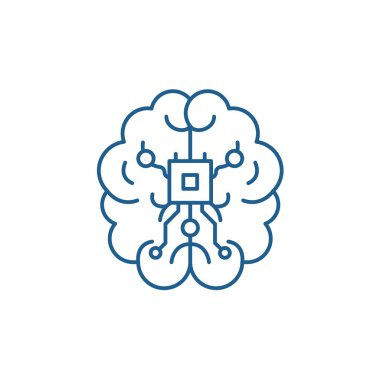 Beyin chipset satırı simgesi kavramı. Beyin yonga seti düz vektör simgesi, işaret, anahat illüstrasyon.