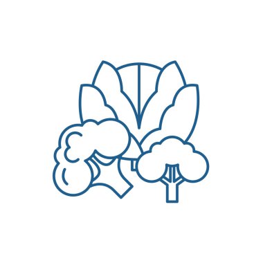 Brokoli satırı simgesi kavramı. Brokoli düz vektör simgesi, işaret, anahat illüstrasyon.