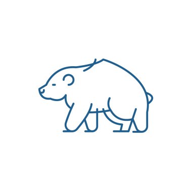 Boz ayı satırı simgesi kavramı. Boz ayı düz vektör simgesi, işaret, anahat illüstrasyon.