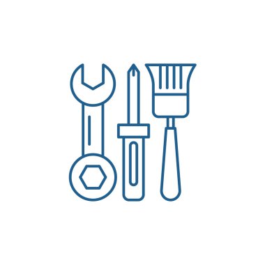 Bina Araçlar satırı simgesi kavramı. Bina Araçlar düz vektör simgesi, işaret, anahat illüstrasyon.