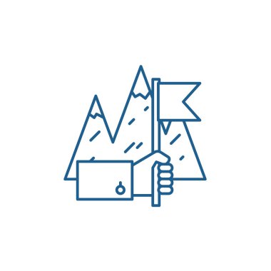 İş başarı satırı simgesi kavramı. İş başarı düz vektör simgesi, işareti, anahat illüstrasyon.