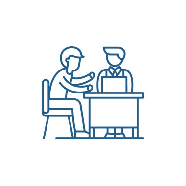 İş danışmanlık hattı simgesi kavramı. Danışmanlık düz vektör simgesi, işaret, anahat illüstrasyon iş.