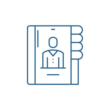 İlgili kişiler simgesini kavramı satır. İş kişiler düz vektör simgesi, işaret, anahat illüstrasyon.