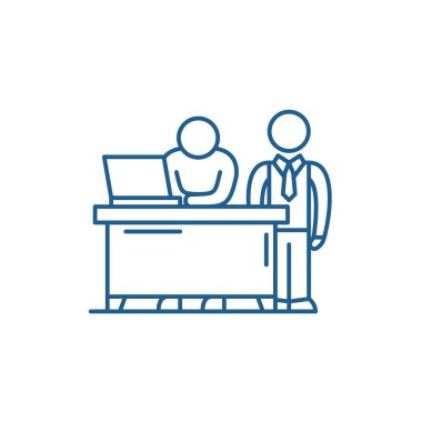 İş akıl hocası satırı simgesi kavramı. İş akıl hocası düz vektör simgesi, işareti, anahat illüstrasyon.