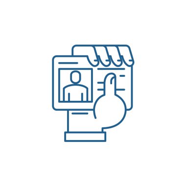 İş hattı simgesi kavramı el uzat. El düz vektör simgesi, işaret, anahat illüstrasyon iş geçişte.