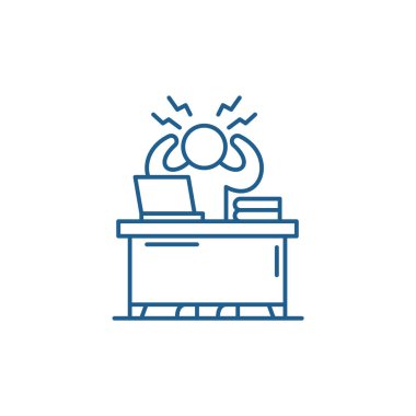 İş stresi satırı simgesi kavramı. İş stresi düz vektör simgesi, işareti, anahat illüstrasyon.