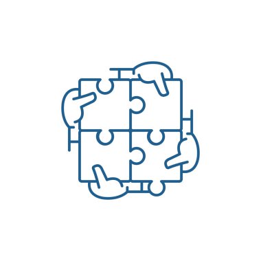 İş sinerji satırı simgesi kavramı. İş sinerji düz vektör simgesi, işareti, anahat illüstrasyon.