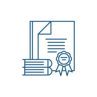 Sertifika satırı simgesi kavramı. Sertifika düz vektör simgesi, işaret, anahat illüstrasyon.