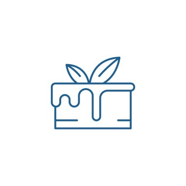 Çikolatalı kek satırı simgesi kavramı. Çikolatalı kek düz vektör simgesi, işaret, anahat illüstrasyon.