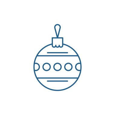 Noel top süsleme hat simgesi konsepti ile. Noel top süsleme düz vektör simgesi, işaret, anahat illüstrasyon.