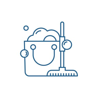 Temizlik servis satırı simgesi kavramı. Temizleme Servisi düz vektör simgesi, işaret, anahat illüstrasyon.