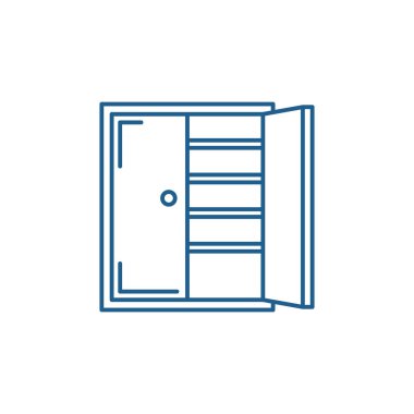 Dolap satırı simgesi kavramı. Dolap düz vektör simgesi, işaret, anahat illüstrasyon.