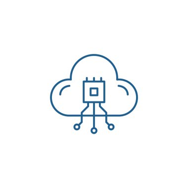 Bulut teknolojileri sistem satır simgesi kavramı. Bulut teknolojileri sistem düz vektör simgesi, işaret, anahat illüstrasyon.