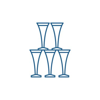 Kokteyl parti satırı simgesi kavramı. Kokteyl parti düz vektör simgesi, işaret, anahat illüstrasyon.