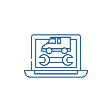 Bilgisayar tanılama satırı simgesi kavramı. Bilgisayar tanılama düz vektör simgesi, işaret, anahat illüstrasyon.