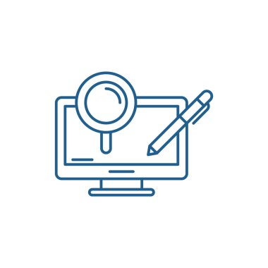 Bilgisayar işlemleri satır simgesi kavramı. Bilgisayar süreçleri düz vektör simgesi, işaret, anahat illüstrasyon.