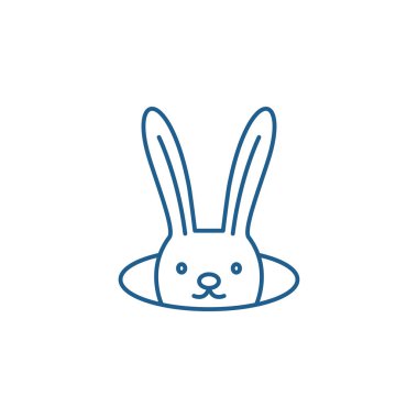 Tavşan çizgi simgesini kavramı hokkabaz. Tavşan düz vektör simgesi, hokkabaz işareti, anahat illüstrasyon.