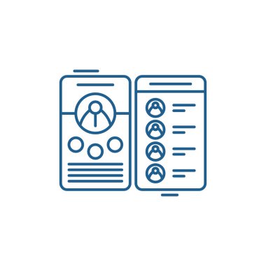 İletişim hattı simgesi kavramı kitap. Kişi kitap düz vektör simgesi, işaret, anahat illüstrasyon.