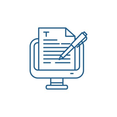 Copywriting satırı simgesi kavramı. Copywriting düz vektör simgesi, işaret, anahat illüstrasyon.