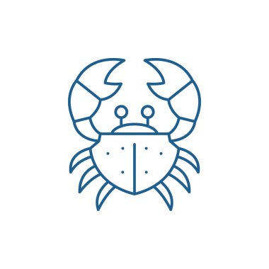 Yengeç satırı simgesi kavramı. Yengeç düz vektör simgesi, işaret, anahat illüstrasyon.