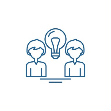 Yaratıcı grup satırı simgesi kavramı. Yaratıcı grup düz vektör simgesi, işaret, anahat illüstrasyon.