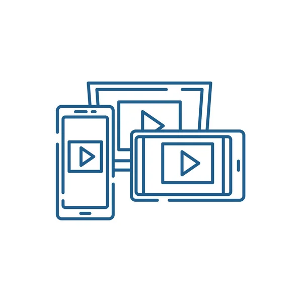 Adaptive Video Design Line Icon-Konzept. adaptives Videodesign flaches Vektor-Symbol, Zeichen, Umriss-Illustration. — Stockvektor