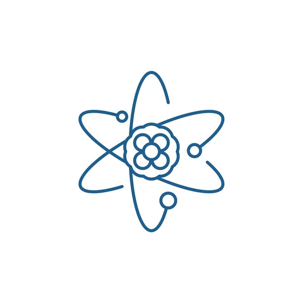 Atom γραμμή εικονίδιο έννοια. Atom επίπεδη διάνυσμα σύμβολο, σημάδι, απεικόνιση της διάρθρωσης. — Διανυσματικό Αρχείο