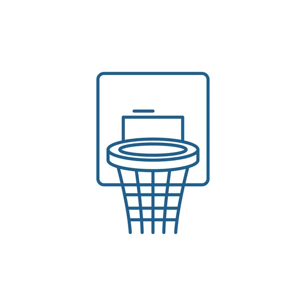 Basketball Basket Line Icon-Konzept. Basketballkorb flache Vektor-Symbol, Zeichen, Umriss Illustration. — Stockvektor